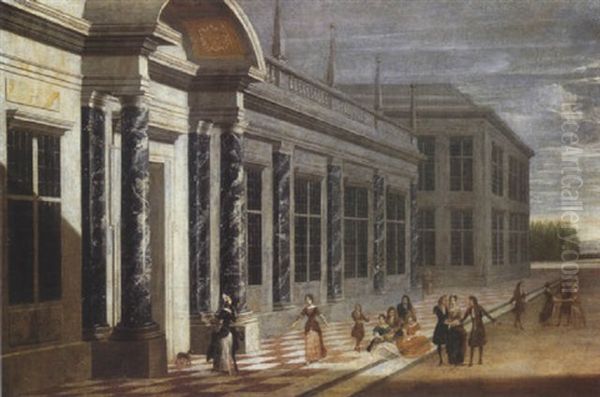 Fete Devant La Facade D'un Palais Renaissance - view 1