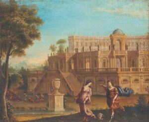 An Architechtural Capriccio With An Allegorical Scene by Jacob Ferdinand Saeys