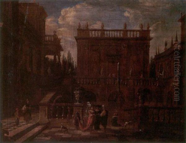A Capriccio Of An Oriental Dignitary Conversing With Courtiers In A Palace Courtyard - view 1