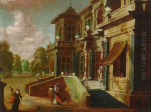 Elegant Couples Before A Mansion