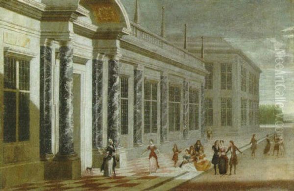 Elegant Figures On The Terrace Of A Palace - view 1
