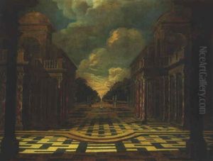 The Courtyard Of A Baroque Palace by Jacob Ferdinand Saeys