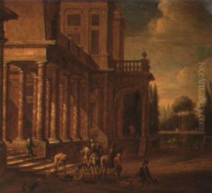 A Hawking Party In The Grounds Of A Villa