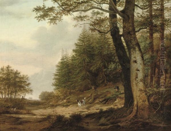 Hunters On The Edge Of A Forest - view 1