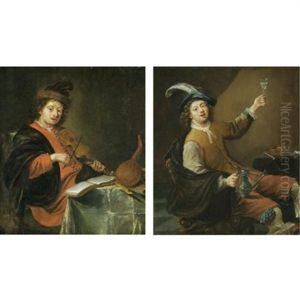 An Allegory Of Taste (+ An Allegory Of Music; Pair) by Cornelis Saftleven