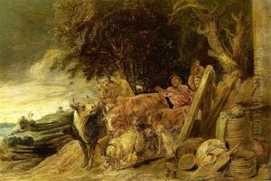 Berger Et Sa Femme Au Pres Du Troupeau (in Collab. W/studio Of Peter Paul Rubens) by Cornelis Saftleven