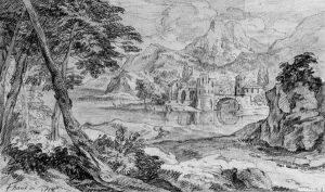 An Extensive Landscape With A Village By A River by Adriaen Frans Boudewijns