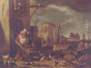 A Couple Embracing By A Farmhouse, The Prodigal Son Among The Swine Beyond