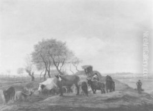 Travellers With Cattle In A Landscape Travellers With Cattle In A Landscape