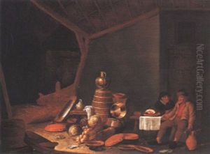 Peasants In A Barn Interior