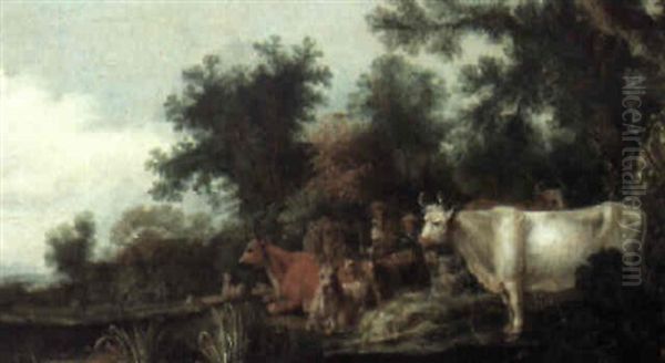 Wooded Landscape With Herders And Their Flocks - view 1