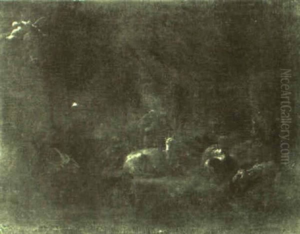 Peasants With Cattle In A Dark Barn - view 1