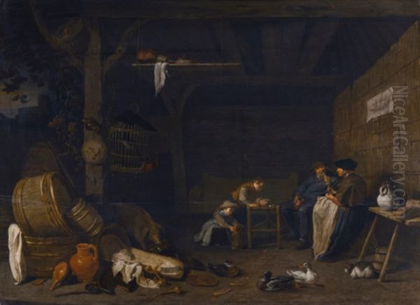Peasant Family In A Barn Interior - view 1