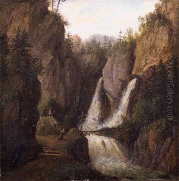 Gebirgslandschaft Mit Wasserfall - view 1