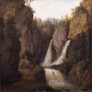 Gebirgslandschaft Mit Wasserfall Gebirgslandschaft Mit Wasserfall