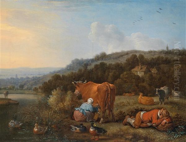 Rheinlandschaft Mit Einem Rastenden Hirten - view 1