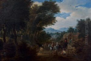 Paysans Sur Une Route En Lisiere De Foret