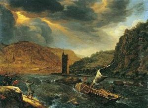 Rheinlandschaft Mit Mauseturm Bei Bingen
