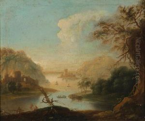 Classical Landscape With Forts And Figures by Nicolas Boudewyns