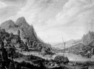 The Bustling Harbor Town by Herman Saftleven