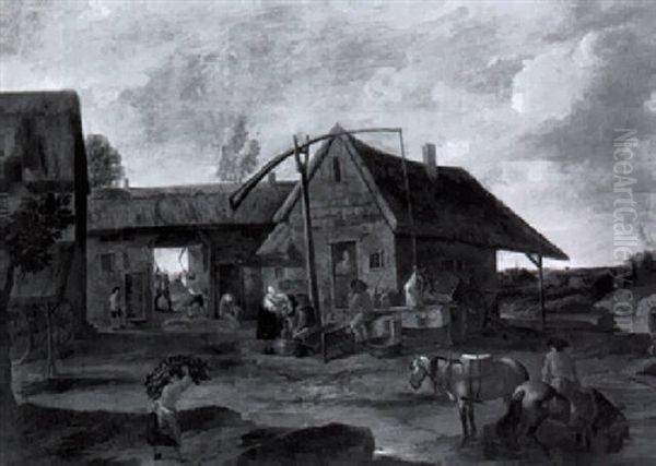 Paysans Pres Du Puits Dans La Cour D'une Ferme - view 1