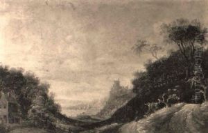 Rocky Landscapes With Travellers On Tracks Rocky Landscapes With Travellers On Tracks