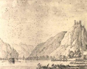 View On The River Rhine At Oberwesel With The Ruins Of Schloss Sch"nburg