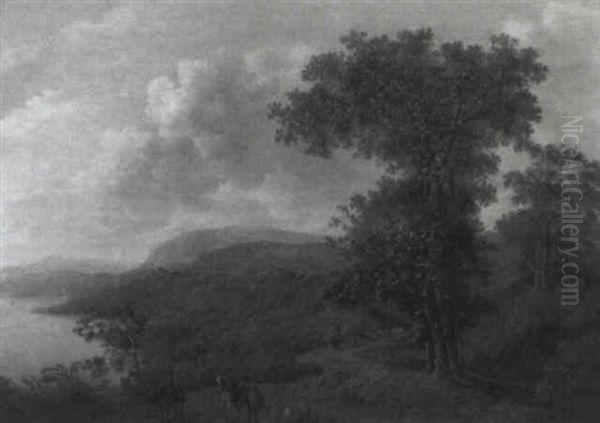 An Extensive River Landscape With Travellers And A Shepherd - view 1