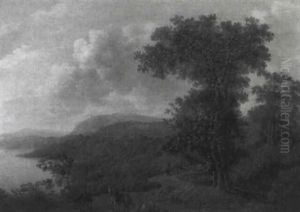 An Extensive River Landscape With Travellers And A Shepherd by Herman Saftleven