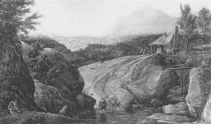 A Mountainous Landscape With Peasants Fording A River by Herman Saftleven