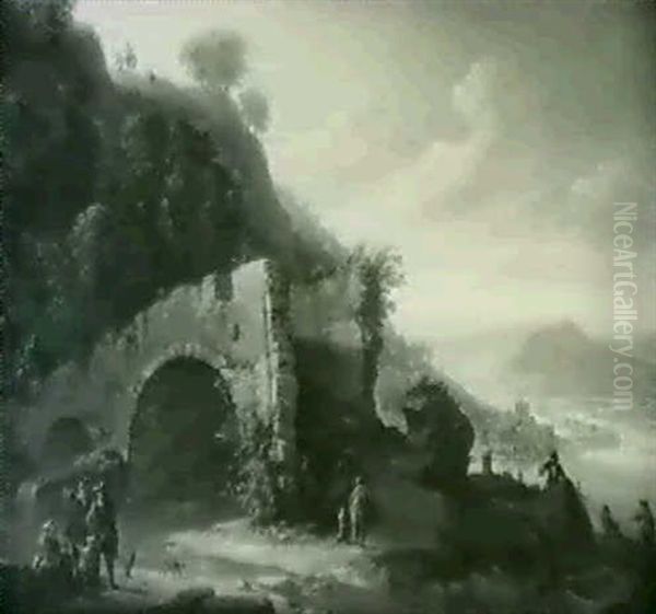 Paysage Du Rhin Avec Un Pont En Ruines - view 1