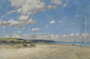 La Plage De Tourgeville by Eugene Boudin