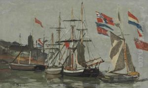 Port, Les Oriflammes by Eugene Boudin