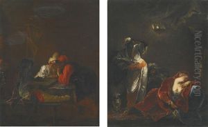 The Sultana Asleep With A Servant Approaching; Chess Players In A Guardroom by Giovanni Camillo Sagrestani
