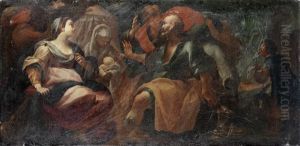 The Birth Of Isaac (+ Hagar Banished By Abraham; Pair) by Giovanni Camillo Sagrestani