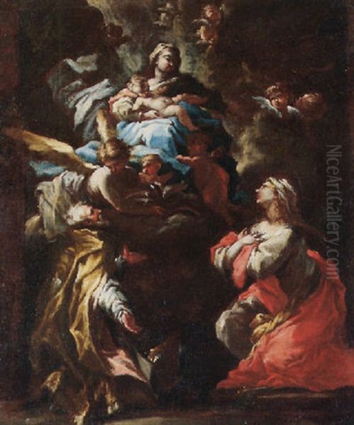 The Madonna And Child Being Adored By Two Kneeling Saints - view 1