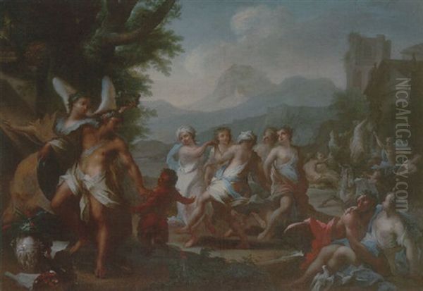 A Bacchanalian Scene With Figures Dancing And Making Merry In A Wooded Landscape - view 1