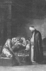 An Interior With Two Turks Playing A Game An Interior With Two Turks Playing A Game