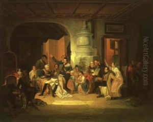 Der Heimgekehrte Offizier Im Kreise Seiner Familie by Gottfried Hermann Sagstatter