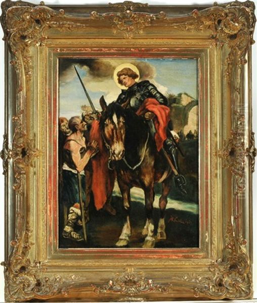 St. Martin Zu Ross Mit Bettler Beim Zerteilen Des Mantels - view 1
