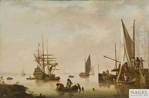 Abendliche Kustenlandschaft Mit Segelbooten