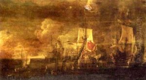 James, Duke Of York Boarding His Flagship, "the Royal Charles" And The English Fleet Before The Battle Of Lowestoft, 3rd June 1665
