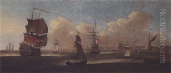 British Flagship Ond Other Men Of War Off Sheerness - view 1