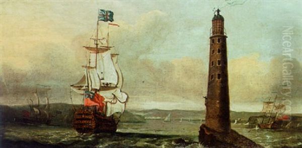 Shipping Off The Eddystone Lighthouse - view 1