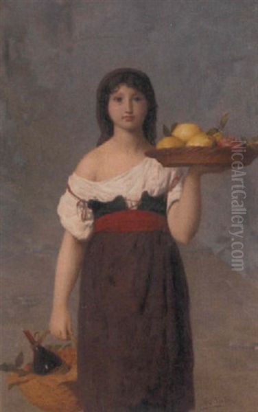 A Neapolitan Girl, Carrying Fruit And Wine - view 1