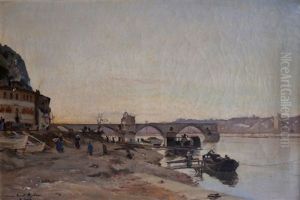Le Pont D'avignon, Berges Animees by Paul Jean Marie Sain