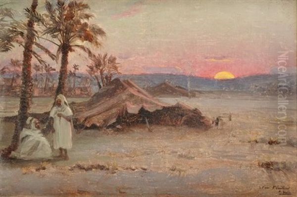 Coucher De Soleil Dans Le Desert by Paul Jean Marie Sain