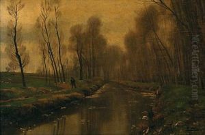 Promenade Le Long Du Canal by Paul Jean Marie Sain