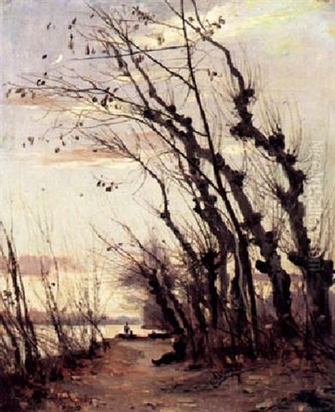 Herbstliche Fluslandschaft Mit Figurenstaffage - view 1