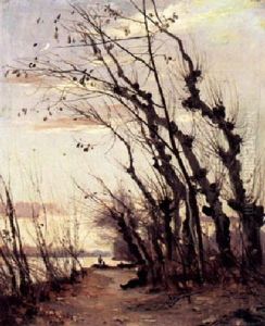 Herbstliche Fluslandschaft Mit Figurenstaffage by Paul Jean Marie Sain